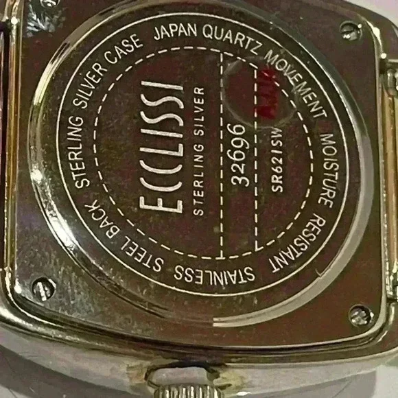 NIB Ecclissi 925 Sterling Silver 32696 Quartz Watch 35mm White Dial - Picture 7 of 12